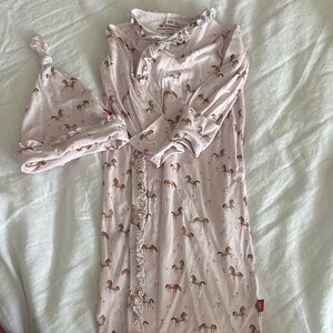Magnetic Me Pink Horse Print Kids Pajama Sleep Sack with Hat